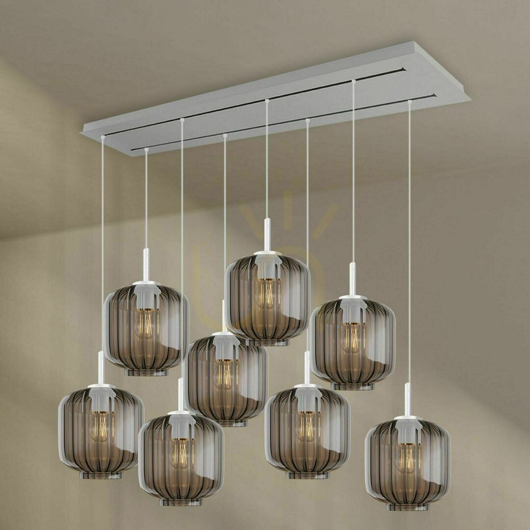 Náhled Lustr s.luce Velo 8ramenný transparentní sklo 20 cm 160 cm Lustr s.luce Velo 8ramenný transparentní sklo 20 cm 160 cm