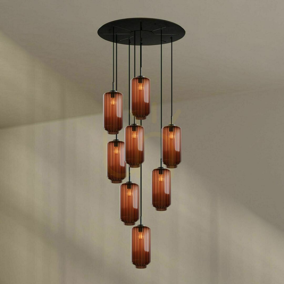 Pohled Lustr s.luce Velo 8ramenný skleněný, Ø 80 cm, transparentní, E27 Lustr s.luce Velo 8ramenný skleněný, Ø 80 cm, transparentní, E27