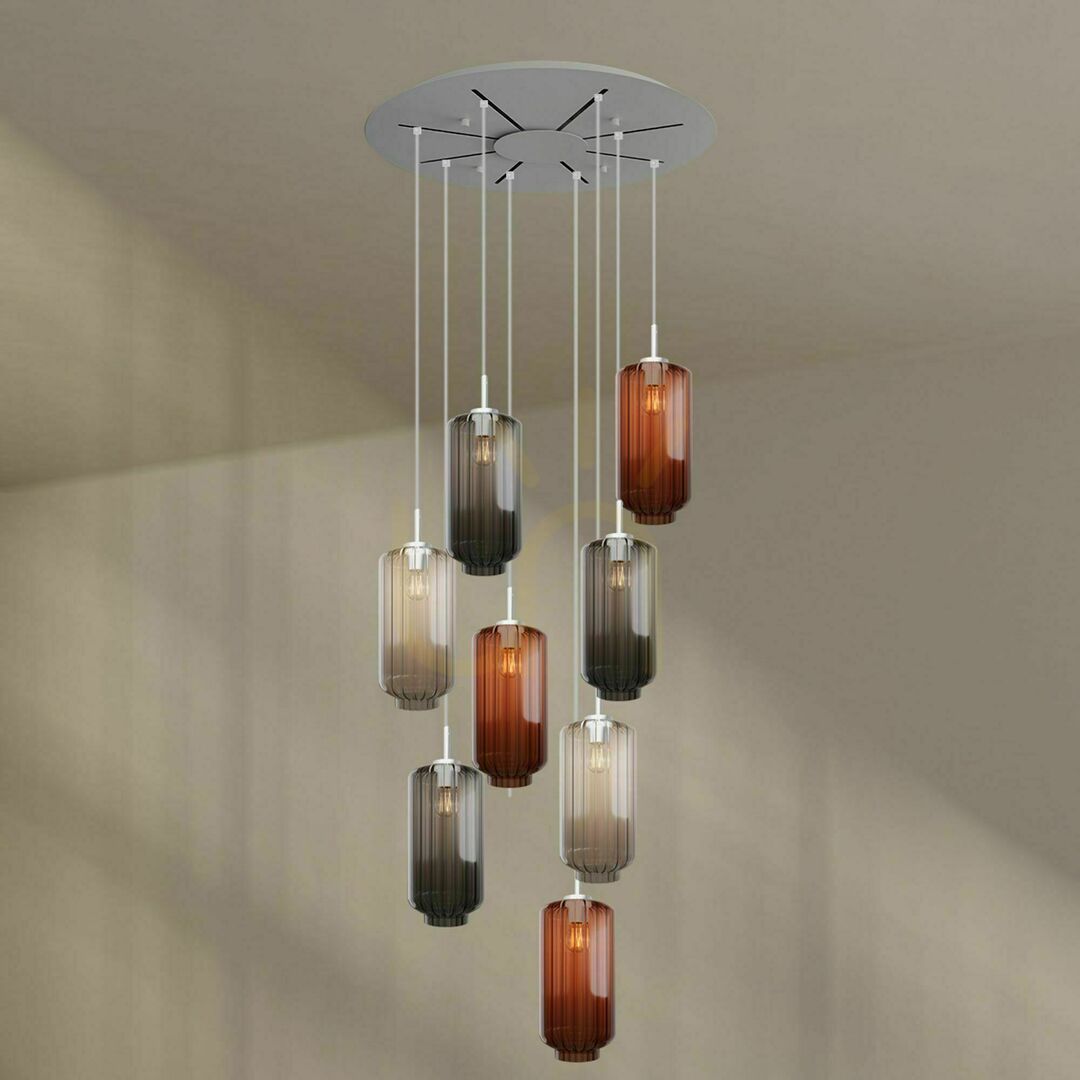 Kontrola Lustr s.luce Velo 8ramenný skleněný, Ø 80 cm, transparentní, E27 Lustr s.luce Velo 8ramenný skleněný, Ø 80 cm, transparentní, E27