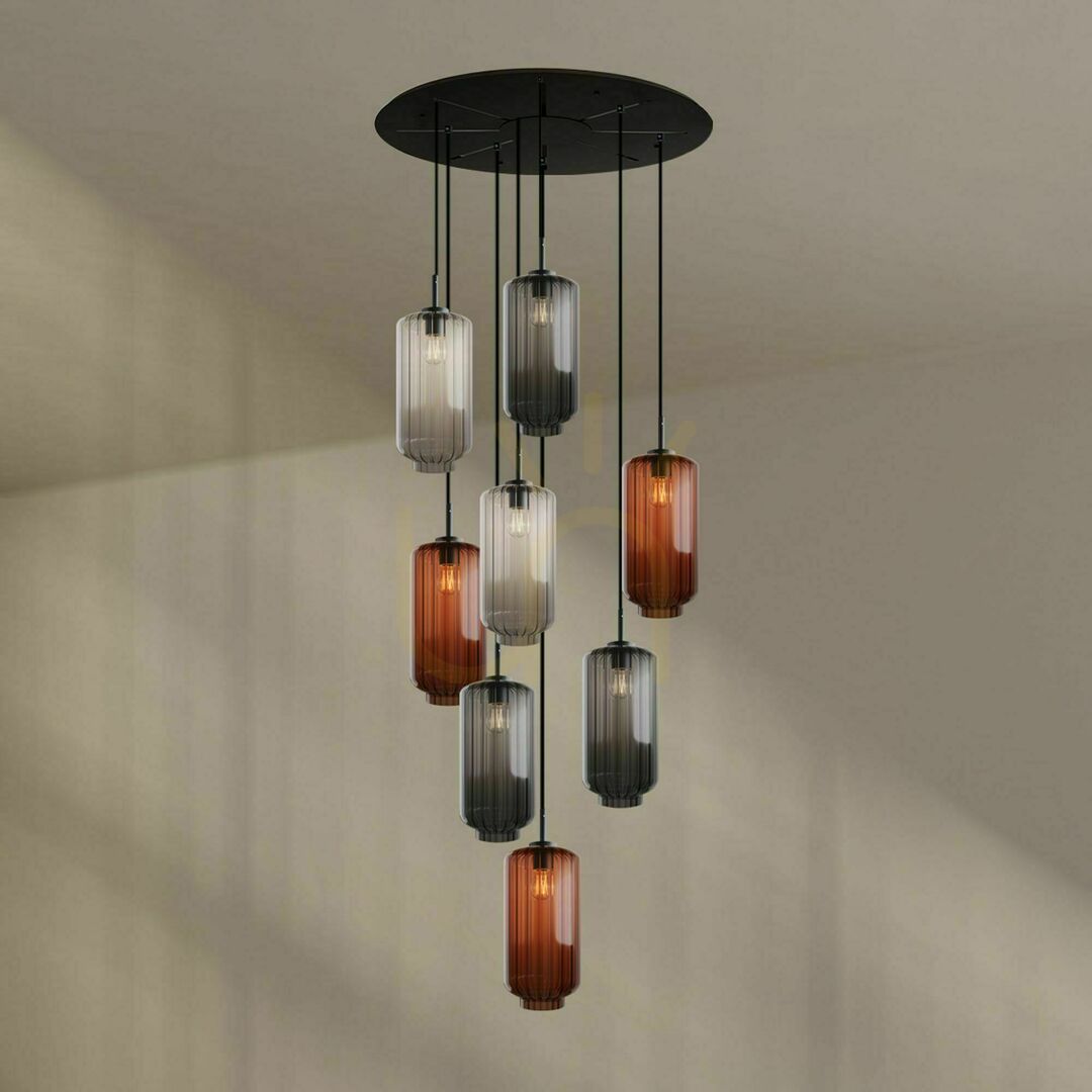 Kontrola Lustr s.luce Velo 8ramenný skleněný, Ø 80 cm, transparentní, E27 Lustr s.luce Velo 8ramenný skleněný, Ø 80 cm, transparentní, E27
