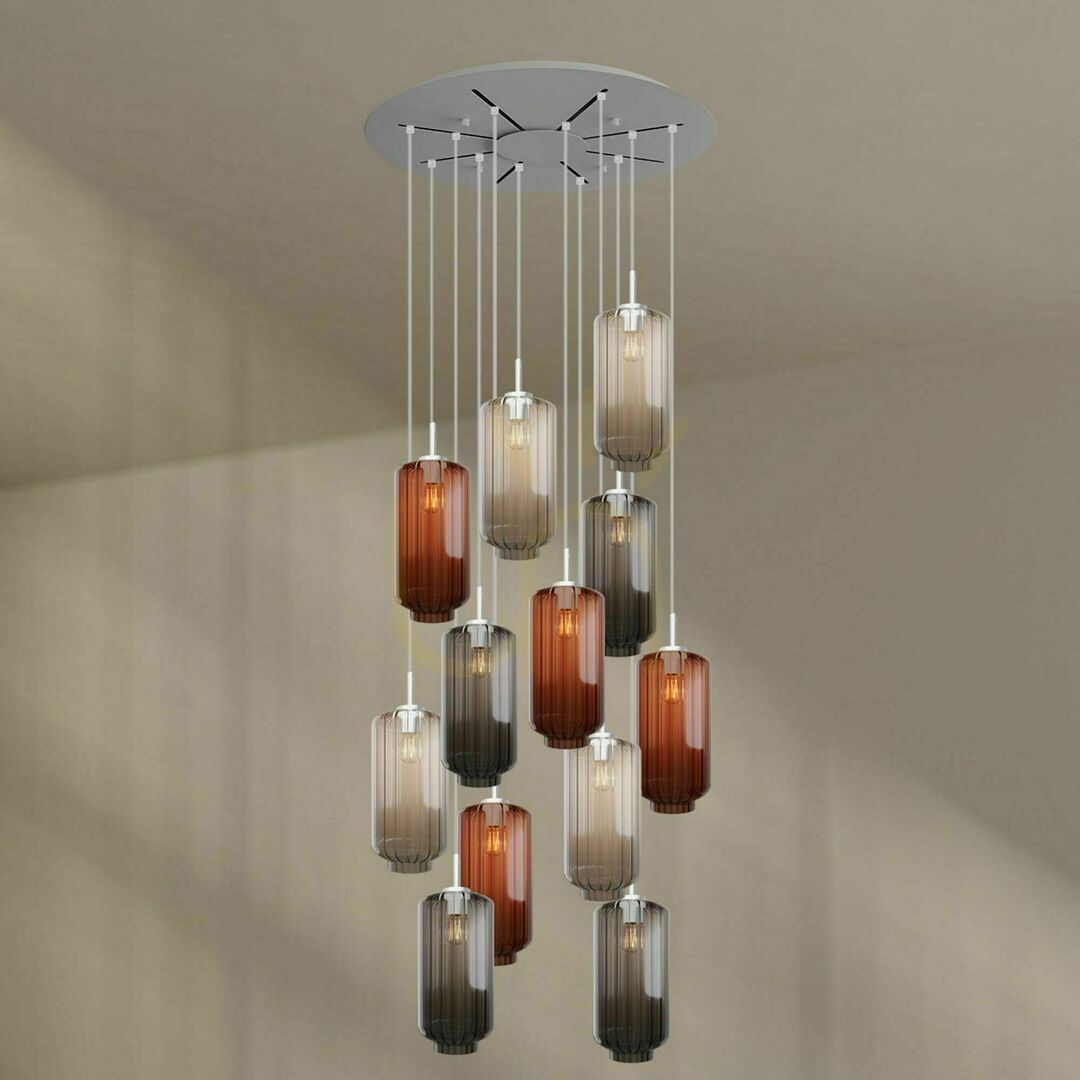 Kontrola Lustr s.luce Velo 12 světel hnědý sklo kov Ø 80 cm Lustr s.luce Velo 12 světel hnědý sklo kov Ø 80 cm