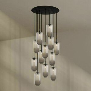Lustr s.luce Velo černý 12x E27 sklo/kov Ø 80 cm, minimalistický small 4