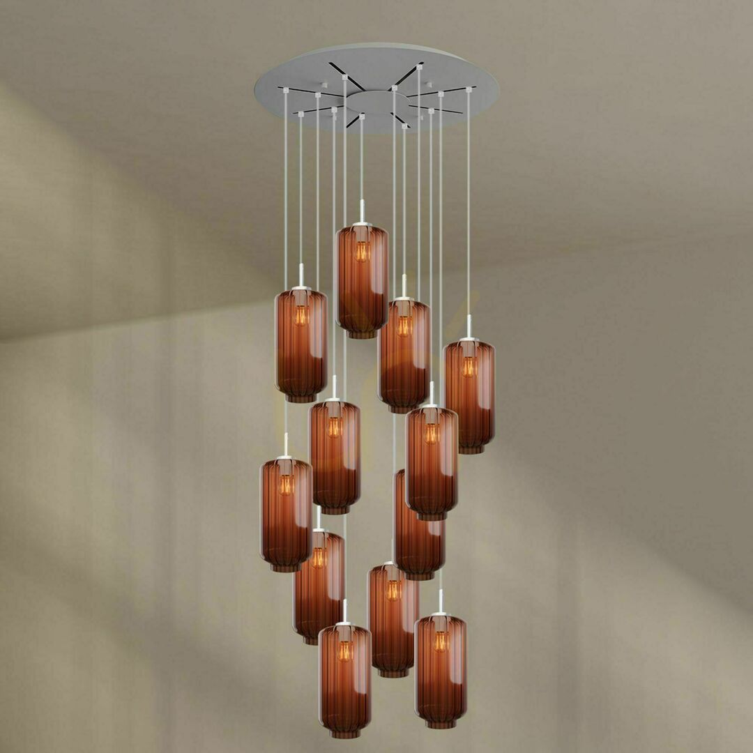 Náhled Lustr s.luce Velo 12x E27 hnědý sklo kov Ø 80 cm Lustr s.luce Velo 12x E27 hnědý sklo kov Ø 80 cm