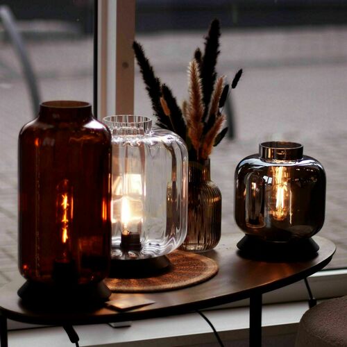 Kontrola Stolní lampa s.luce Velo Glass hnědá sklo kov 36 cm vypínač