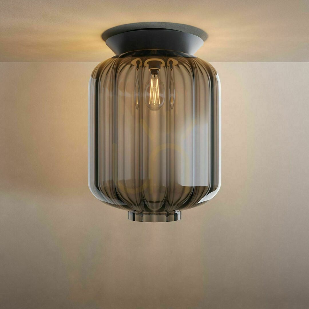 Kontrola Přisazené stropní svítidlo s.luce Velo černé sklo E27 20 cm Přisazené stropní svítidlo s.luce Velo černé sklo E27 20 cm