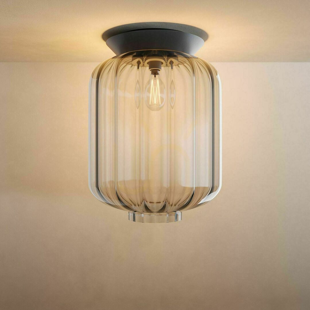 Náhled Přisazené stropní svítidlo s.luce Velo černé sklo E27 20 cm Přisazené stropní svítidlo s.luce Velo černé sklo E27 20 cm