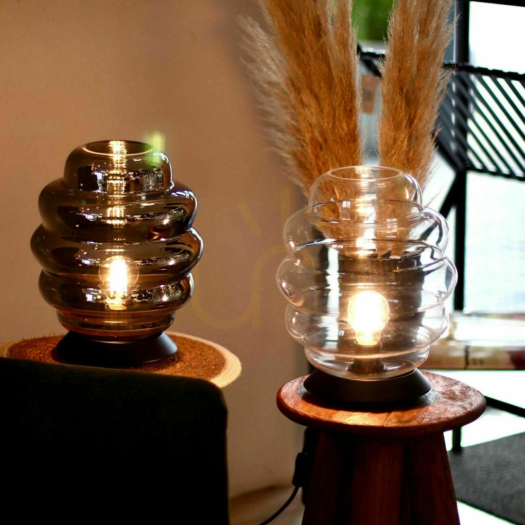 Kontrola Stolní lampa s.luce Echos hnědé sklo E27 31 cm vypínač Stolní lampa s.luce Echos hnědé sklo E27 31 cm vypínač