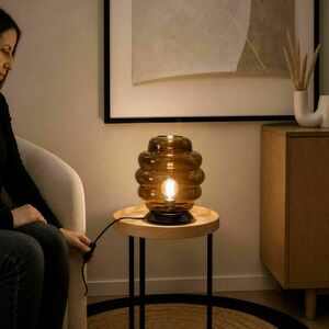 Stolní lampa s.luce Echos hnědé sklo E27 31 cm vypínač small 7