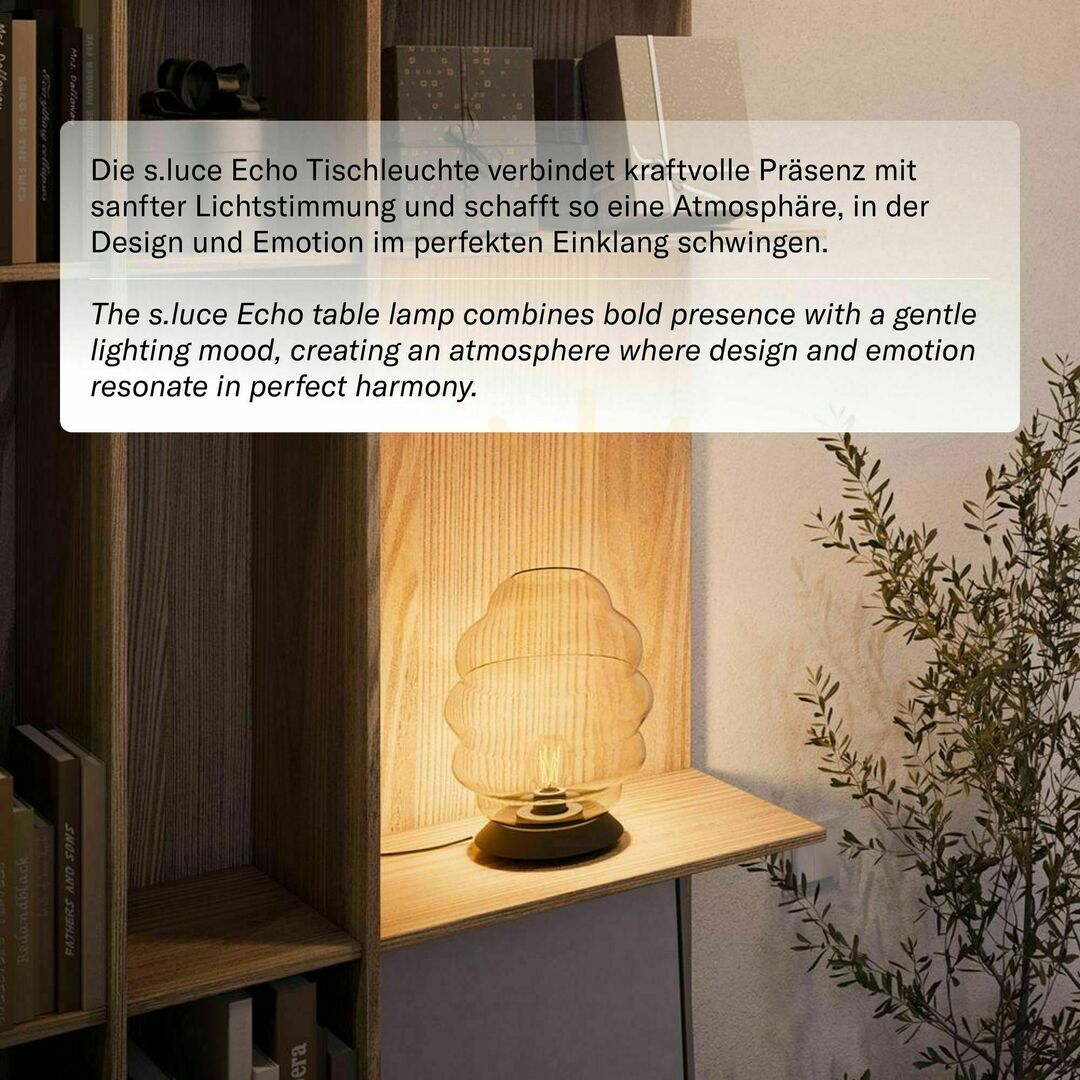 Kontrola Stolní lampa s.luce Velo černá skleněná E27 stmívatelná 31 cm Stolní lampa s.luce Velo černá skleněná E27 stmívatelná 31 cm