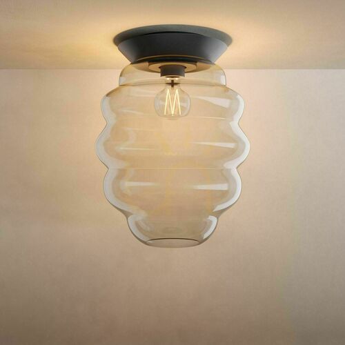Kontrola Stropní svítidlo s.luce Echos z čirého skla, černé, E27, Ø 25 cm