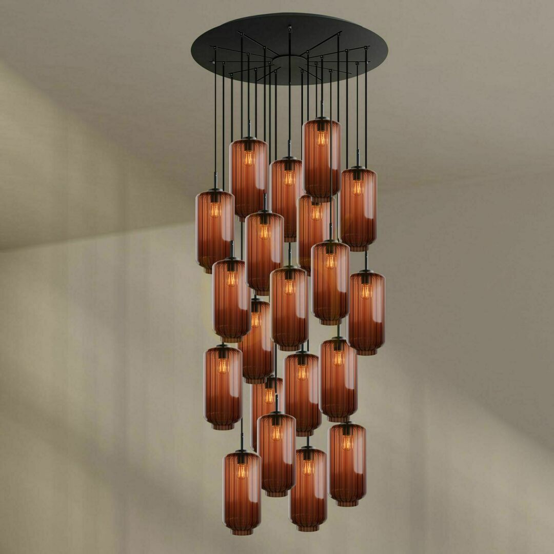 Pohled Závěsné svítidlo s.luce Velo hnědé sklo 20x E27 Ø 18 cm Závěsné svítidlo s.luce Velo hnědé sklo 20x E27 Ø 18 cm