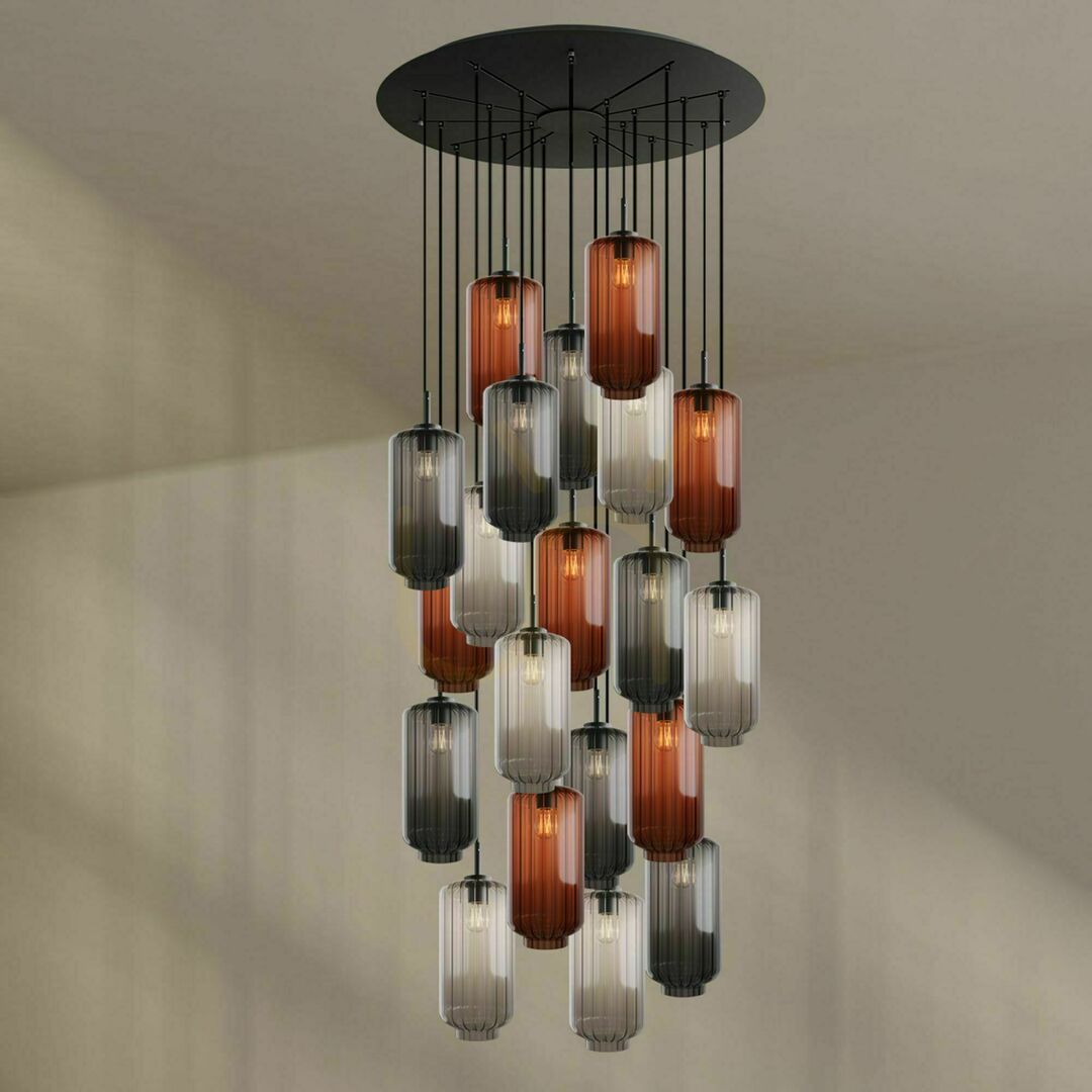 Kontrola Závěsné svítidlo s.luce Velo hnědé sklo 20x E27 Ø 18 cm Závěsné svítidlo s.luce Velo hnědé sklo 20x E27 Ø 18 cm