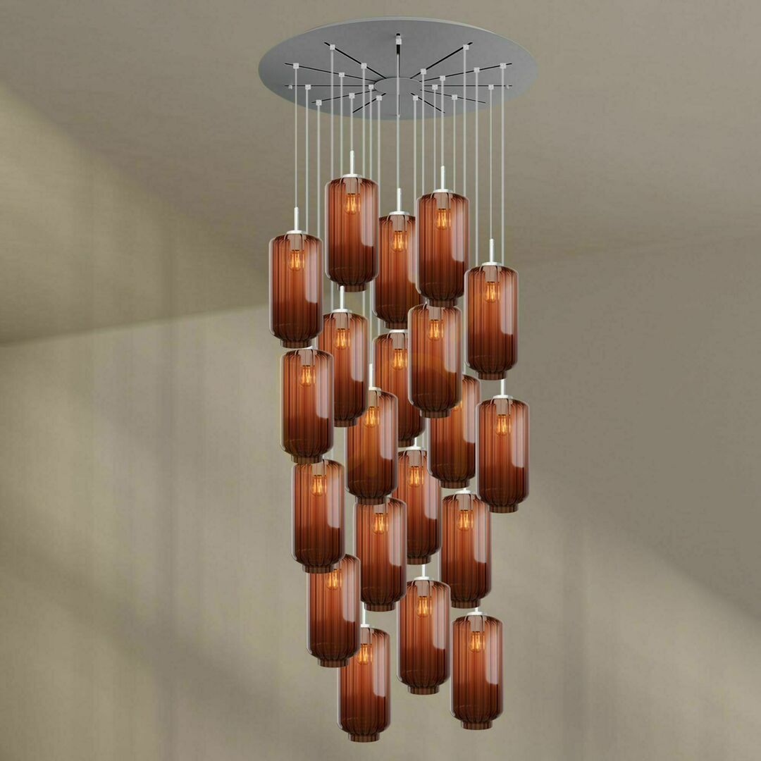 Náhled Závěsné svítidlo s.luce Velo hnědé sklo 20x E27 Ø 18 cm Závěsné svítidlo s.luce Velo hnědé sklo 20x E27 Ø 18 cm