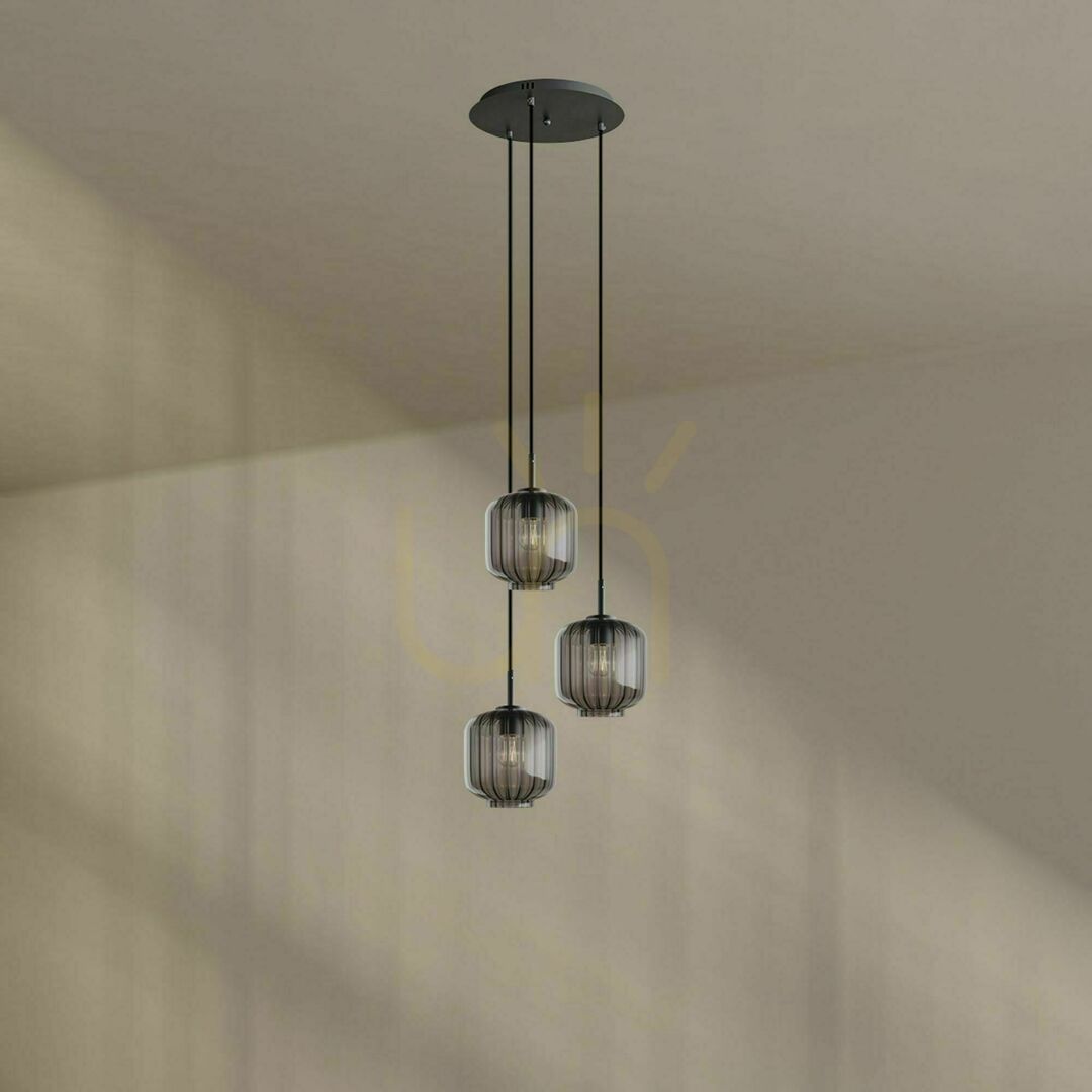 Náhled Lustr s.luce Velo 3x E27 hnědý sklo/kov, Ø40 cm Lustr s.luce Velo 3x E27 hnědý sklo/kov, Ø40 cm