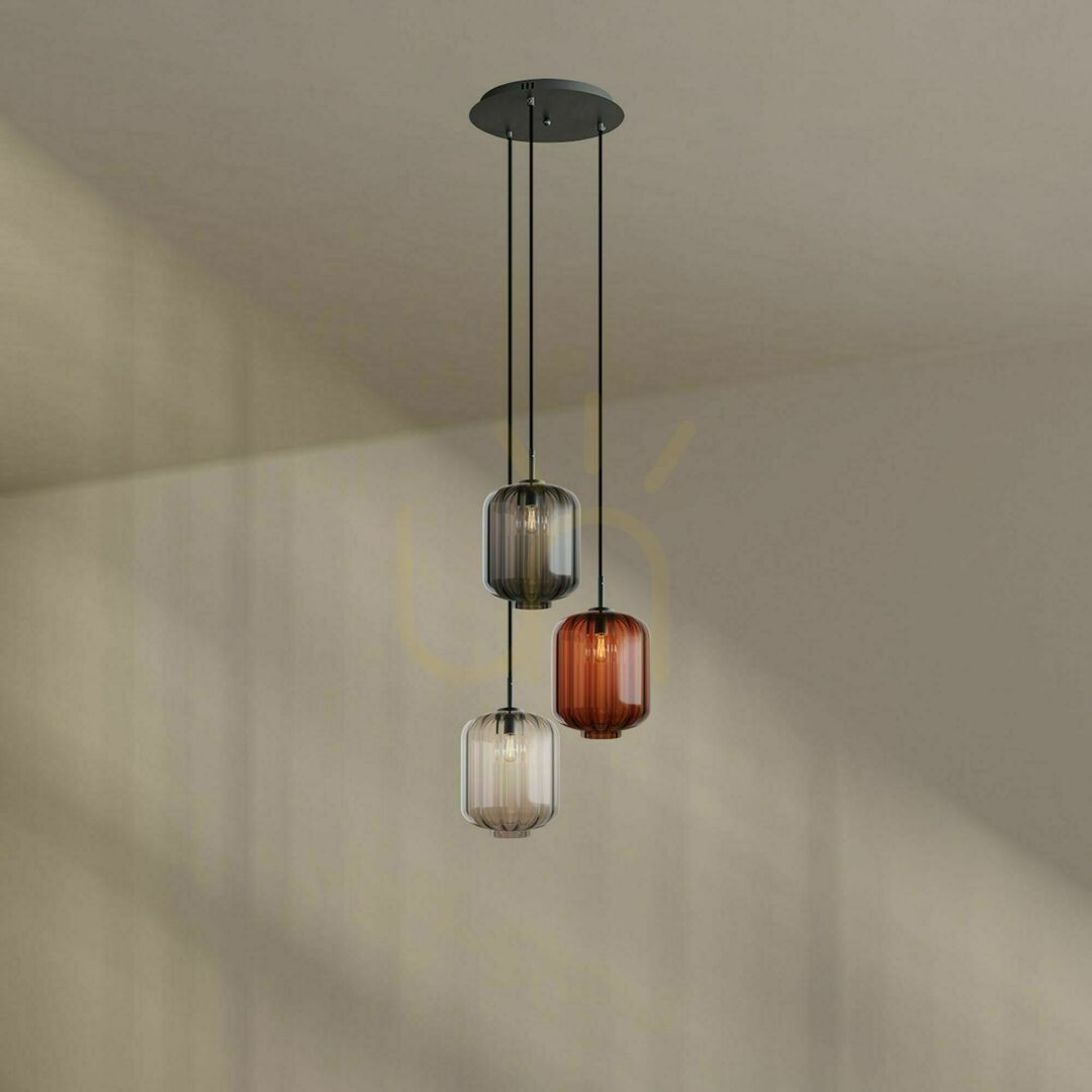 Kontrola Lustr s.luce Velo černý skleněný 3ramenný Ø40 cm LED stmívatelný Lustr s.luce Velo černý skleněný 3ramenný Ø40 cm LED stmívatelný