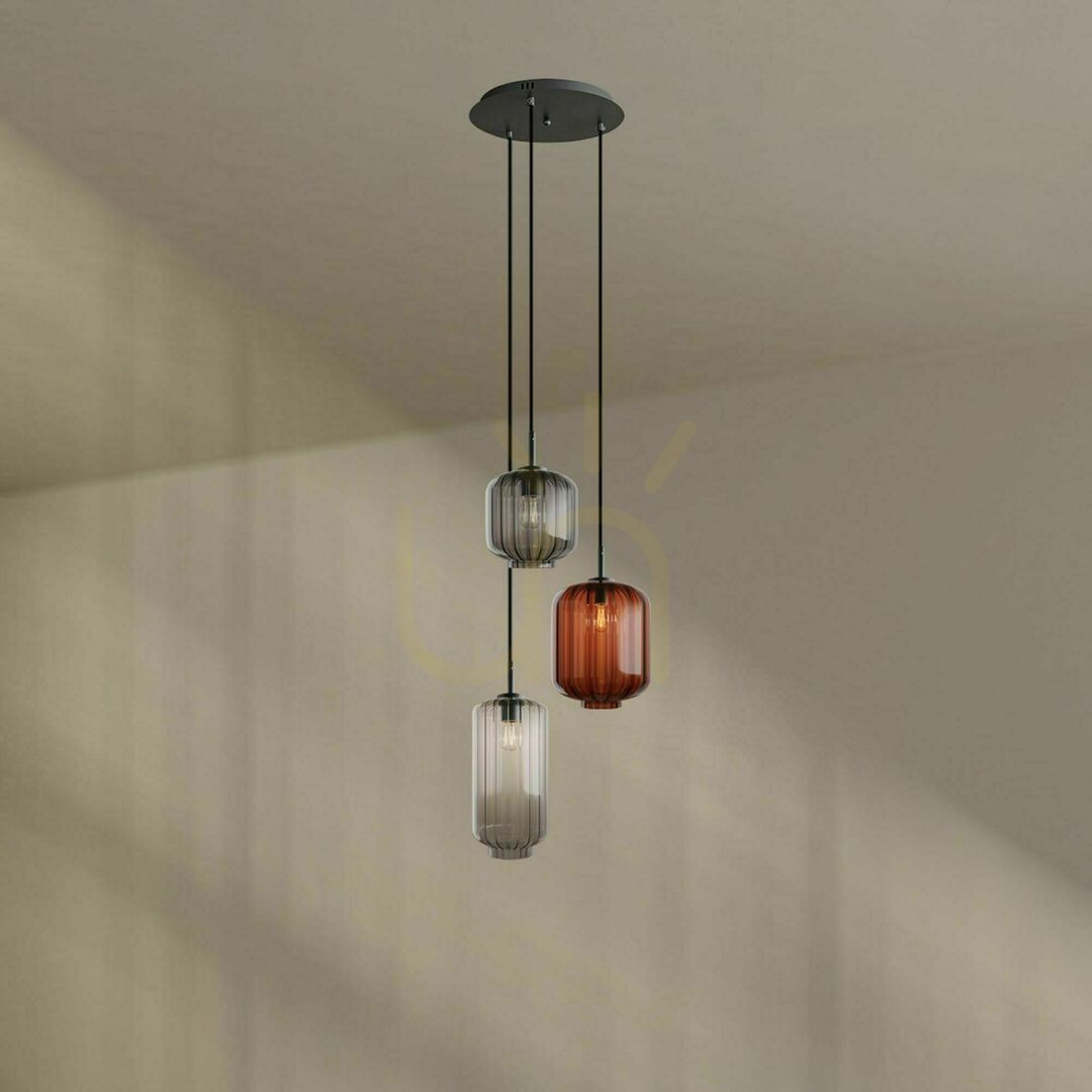 Kontrola Lustr s.luce Velo 3 světla hnědý sklo kov Ø40 cm, stínidla 18/20/25 cm Lustr s.luce Velo 3 světla hnědý sklo kov Ø40 cm, stínidla 18/20/25 cm