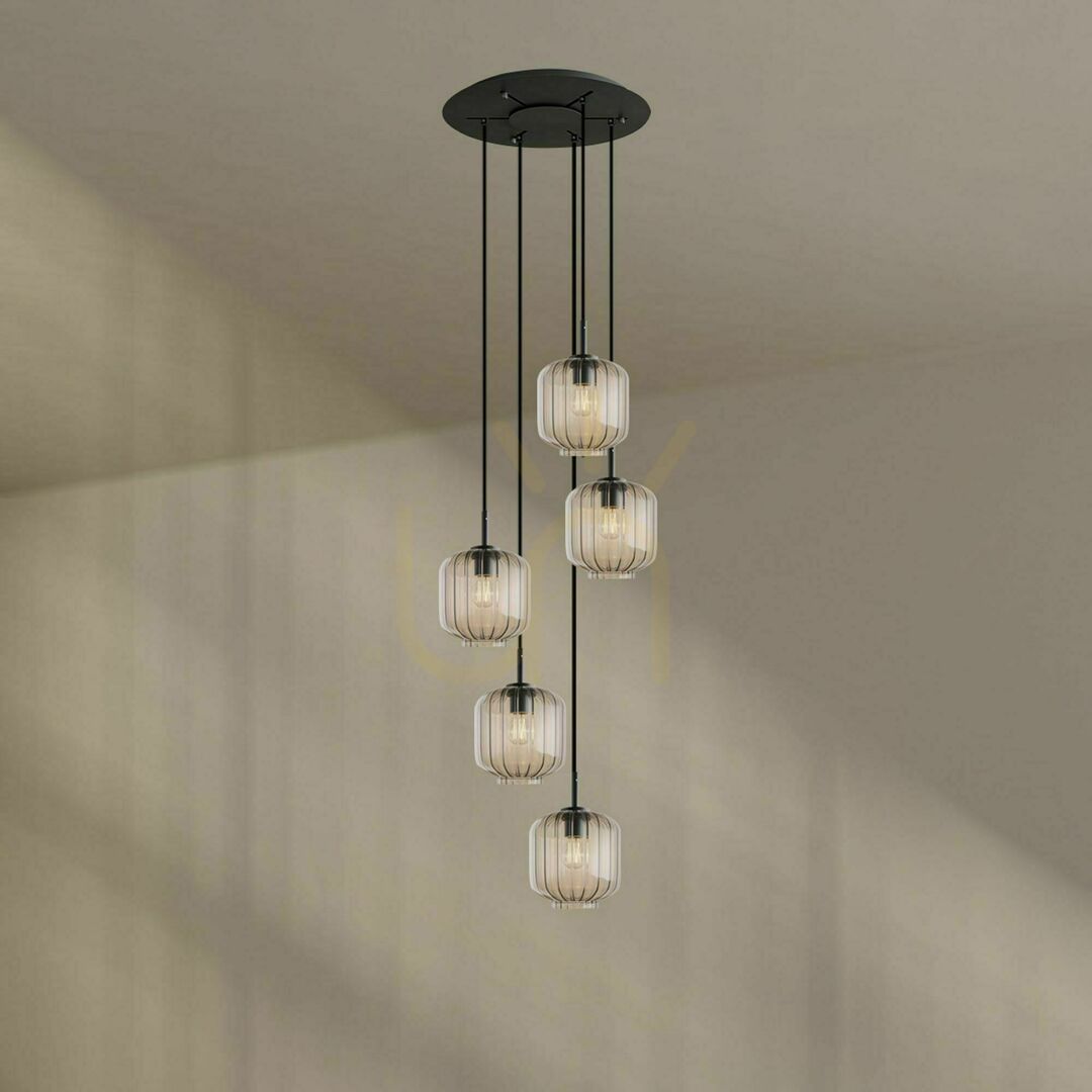 Kontrola Lustr s.luce Velo 5bodový hnědý sklo/kov Ø 60 cm Lustr s.luce Velo 5bodový hnědý sklo/kov Ø 60 cm