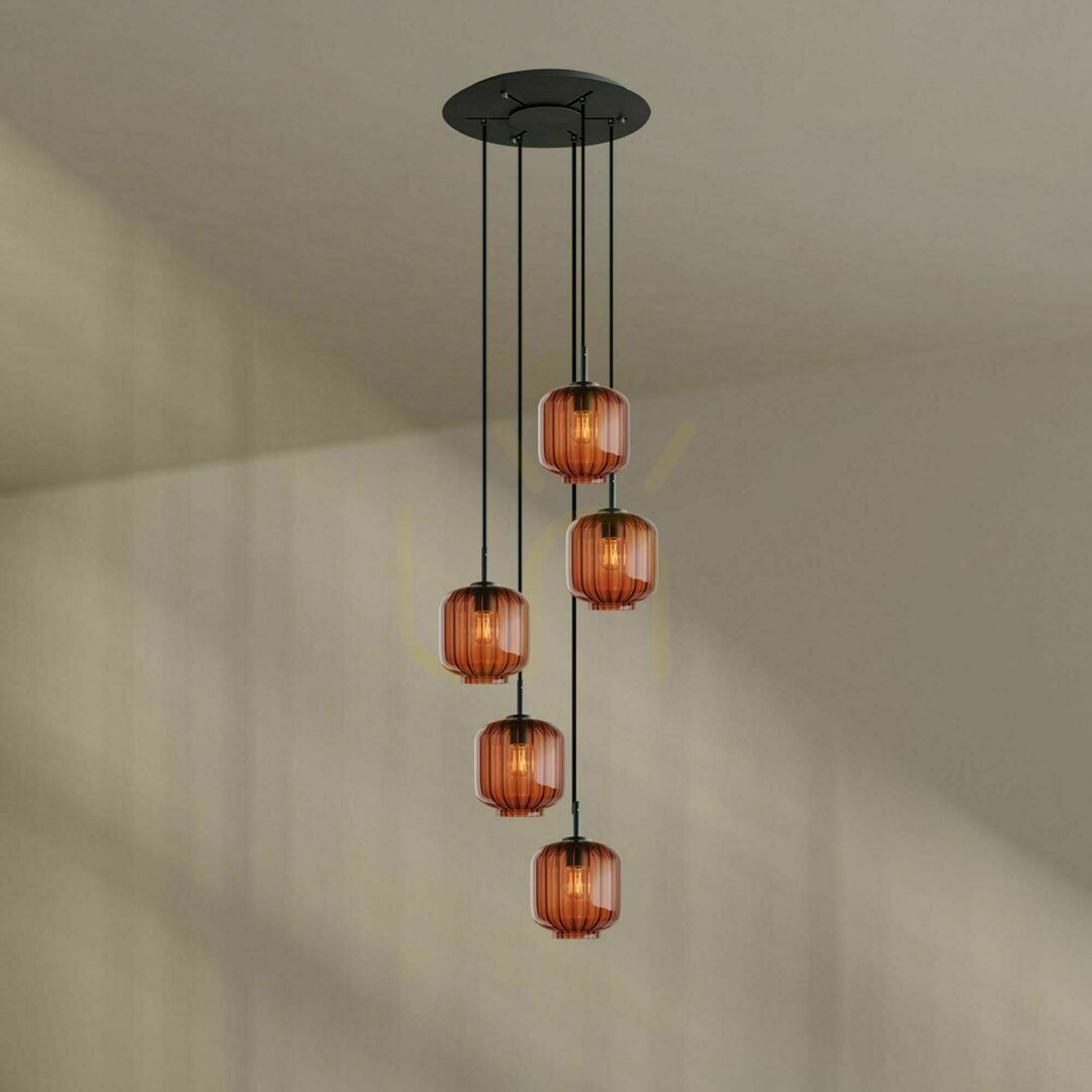 Pohled Lustr s.luce Velo 5x E27 hnědý sklo kov Ø 20 cm 500 cm Lustr s.luce Velo 5x E27 hnědý sklo kov Ø 20 cm 500 cm