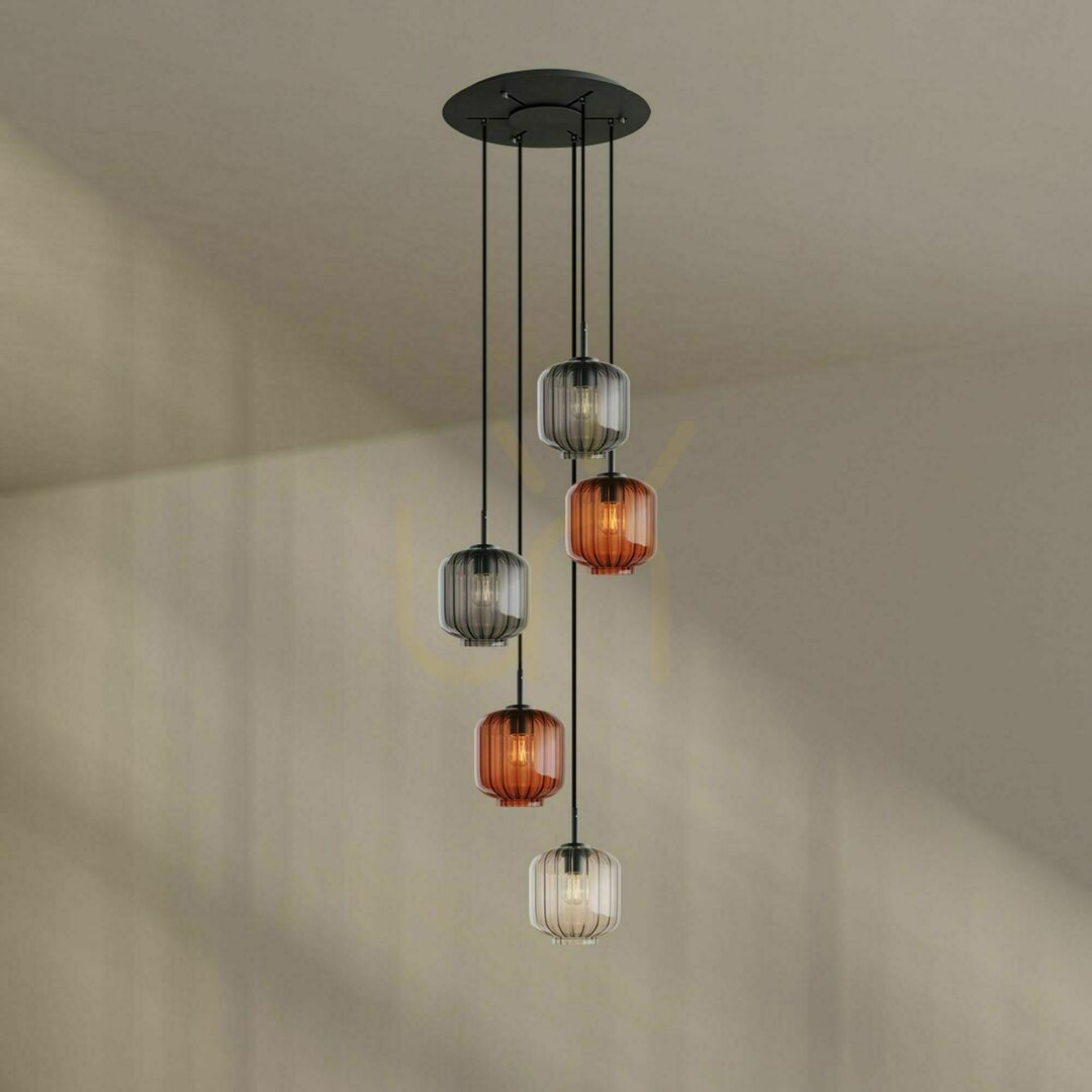 Náhled Lustr s.luce Velo 5 světel černý sklo kov Ø 60 cm Lustr s.luce Velo 5 světel černý sklo kov Ø 60 cm