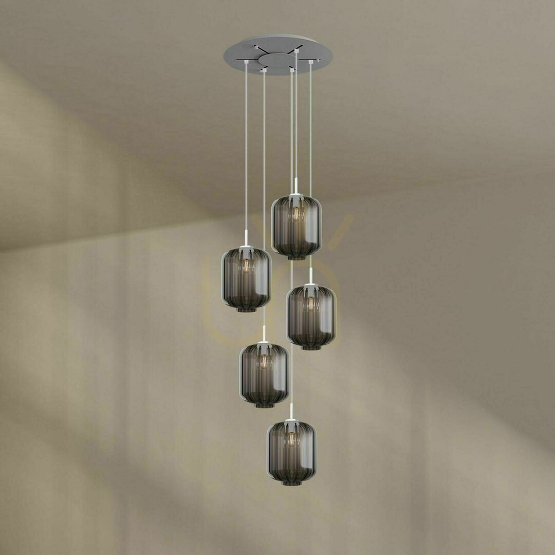 Zobrazit Závěsné svítidlo s.luce Velo 5x E27 sklo průhledné Ø 25 cm 500 cm Závěsné svítidlo s.luce Velo 5x E27 sklo průhledné Ø 25 cm 500 cm