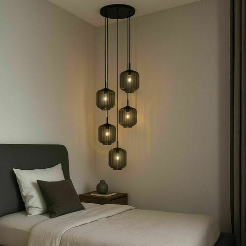 Kontrola Závěsné svítidlo s.luce Velo 5x E27 hnědé sklo kov Ø25 cm 500 cm, moderní