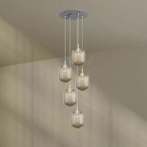 Závěsné svítidlo s.luce Velo 5x E27 hnědé sklo kov Ø25 cm 500 cm, moderní 14 Závěsné svítidlo s.luce Velo 5x E27 hnědé sklo kov Ø25 cm 500 cm, moderní small 14