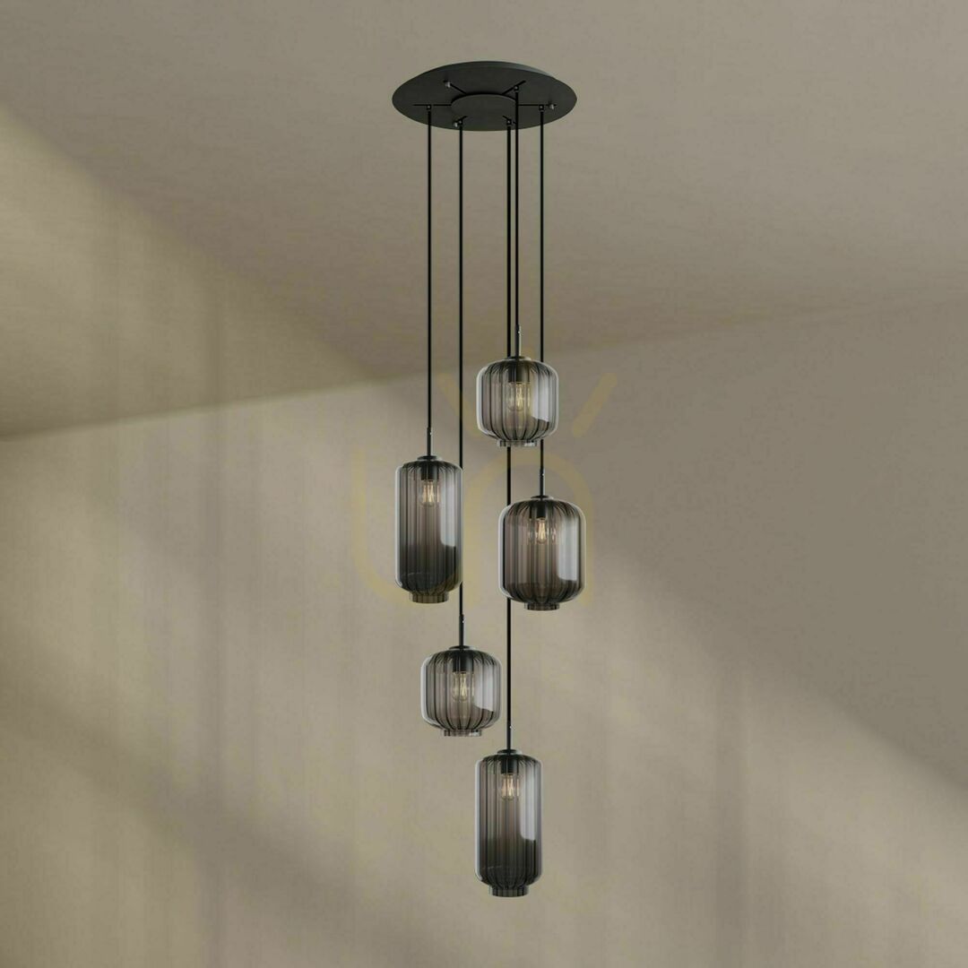Zobrazit Lustr s.luce Velo černý 5x E27 sklo/kov Ø 60 cm Lustr s.luce Velo černý 5x E27 sklo/kov Ø 60 cm