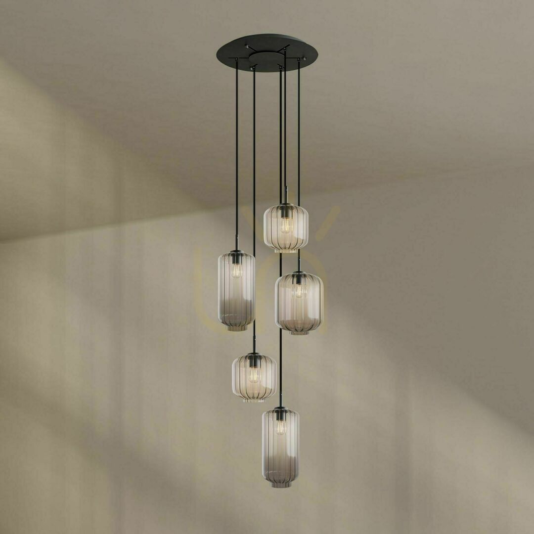 Zobrazit Lustr s.luce Velo černý 5x E27 sklo/kov Ø 60 cm Lustr s.luce Velo černý 5x E27 sklo/kov Ø 60 cm