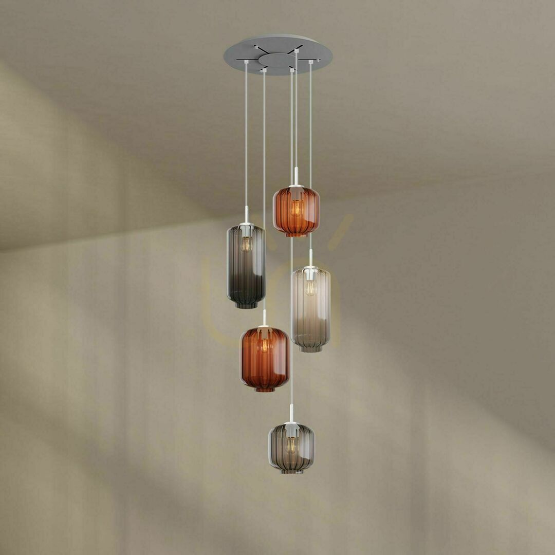 Kontrola Lustr s.luce Velo 5x E27 sklo kov transparentní, Ø 60 cm Lustr s.luce Velo 5x E27 sklo kov transparentní, Ø 60 cm