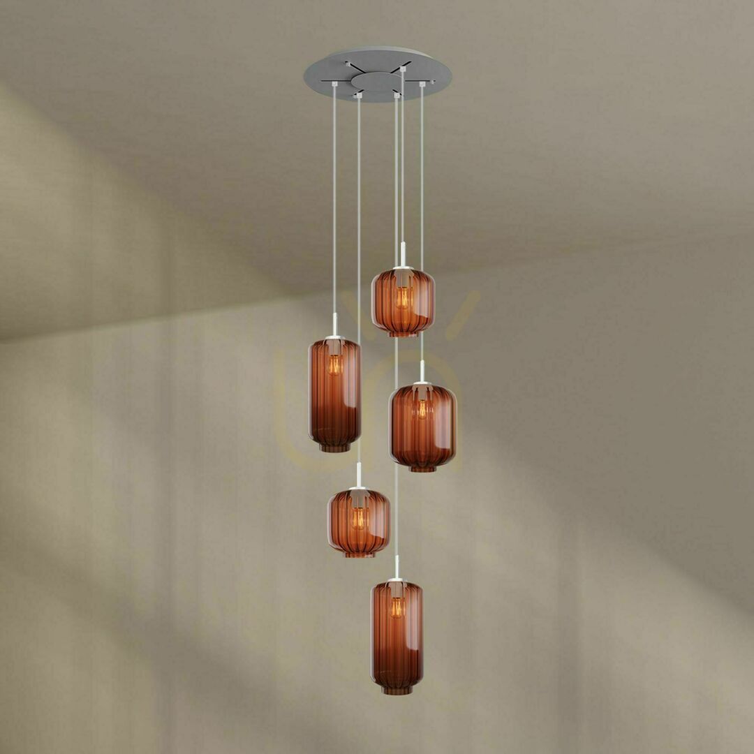 Náhled Lustr s.luce Velo 5x E27 sklo kov transparentní, Ø 60 cm Lustr s.luce Velo 5x E27 sklo kov transparentní, Ø 60 cm