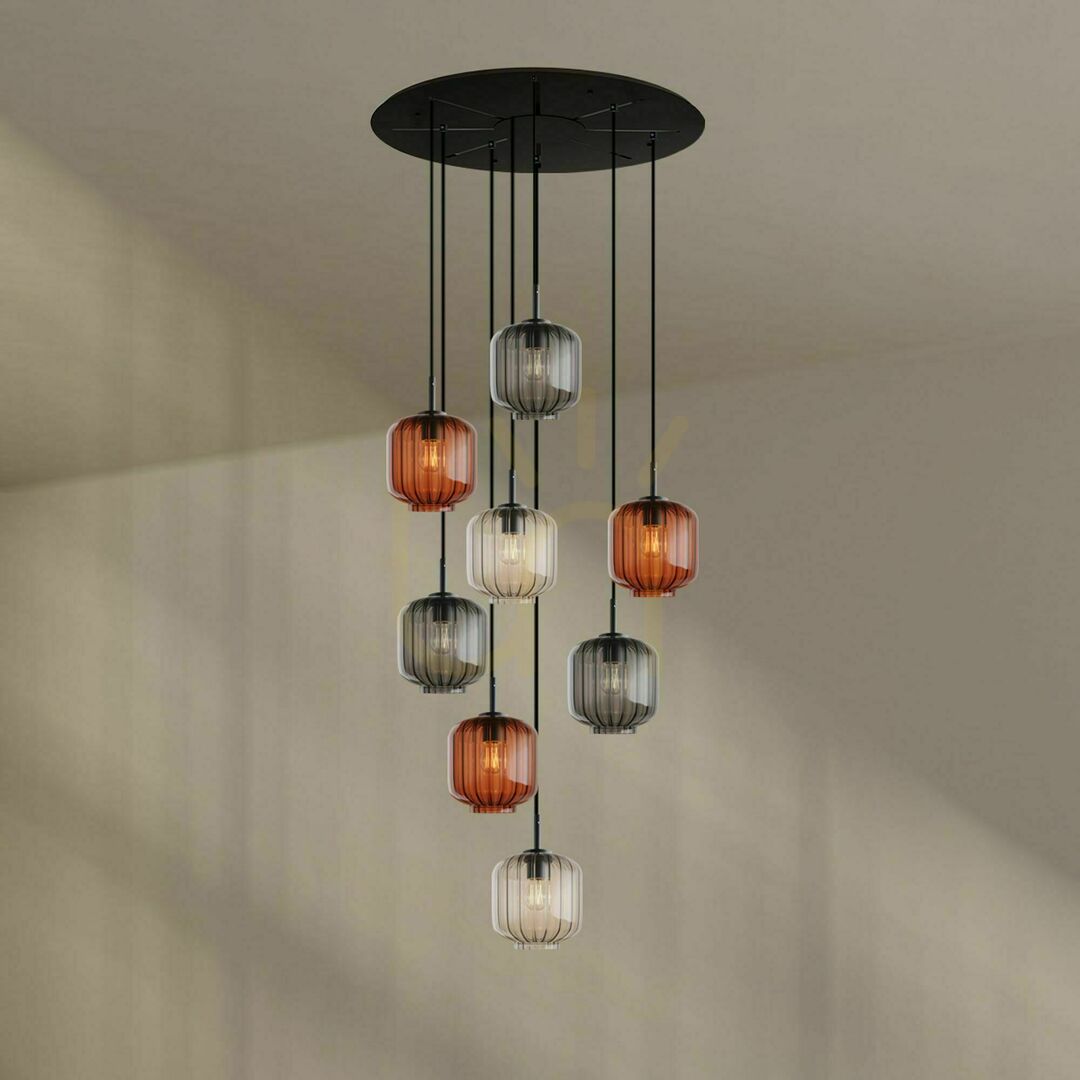 Kontrola Lustr s.luce Velo 8ramenný černý sklo-kov Ø 80 cm Lustr s.luce Velo 8ramenný černý sklo-kov Ø 80 cm