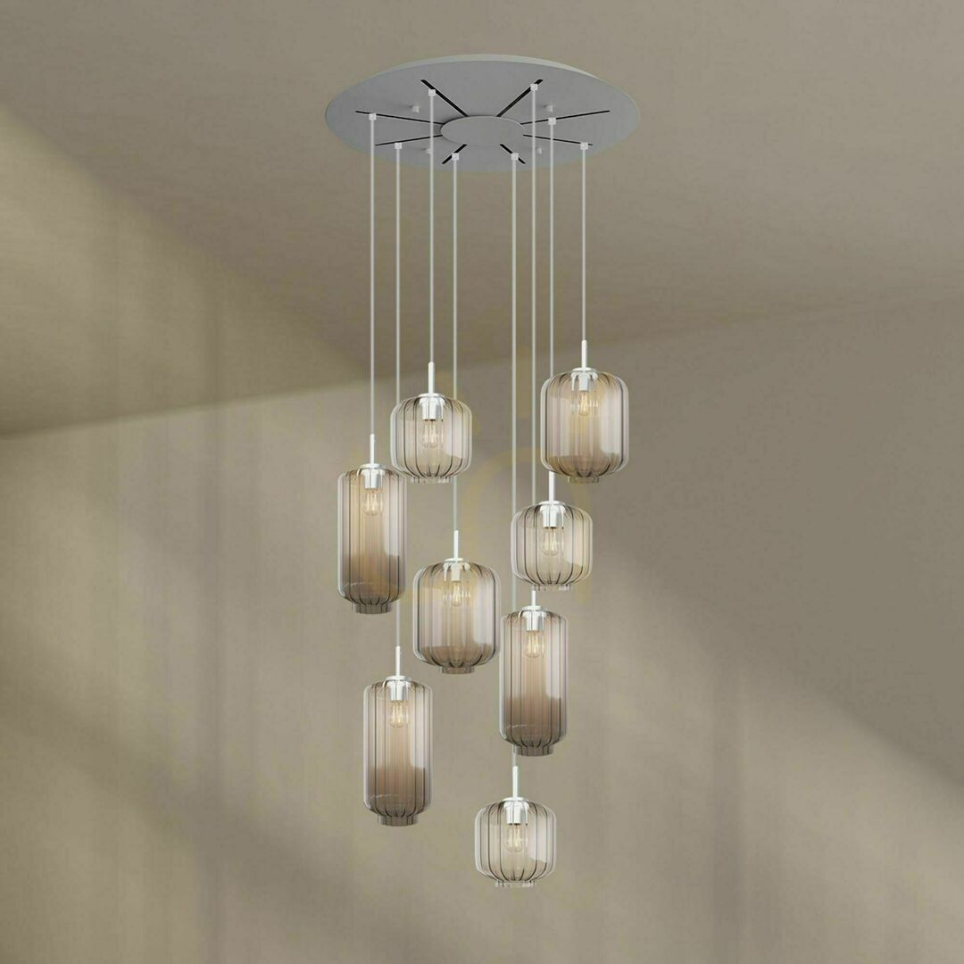 Náhled Lustr s.luce Velo 8ramenný, hnědý sklo a kov, Ø 80 cm, moderní Lustr s.luce Velo 8ramenný, hnědý sklo a kov, Ø 80 cm, moderní