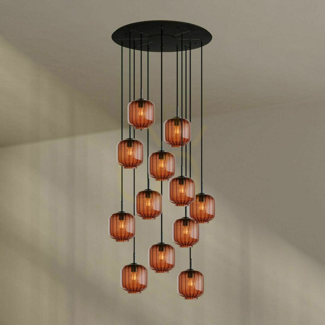 Pohled Lustr s.luce Velo 12ramenný skleněný průhledný Ø 80 cm E27 stmívatelný Lustr s.luce Velo 12ramenný skleněný průhledný Ø 80 cm E27 stmívatelný