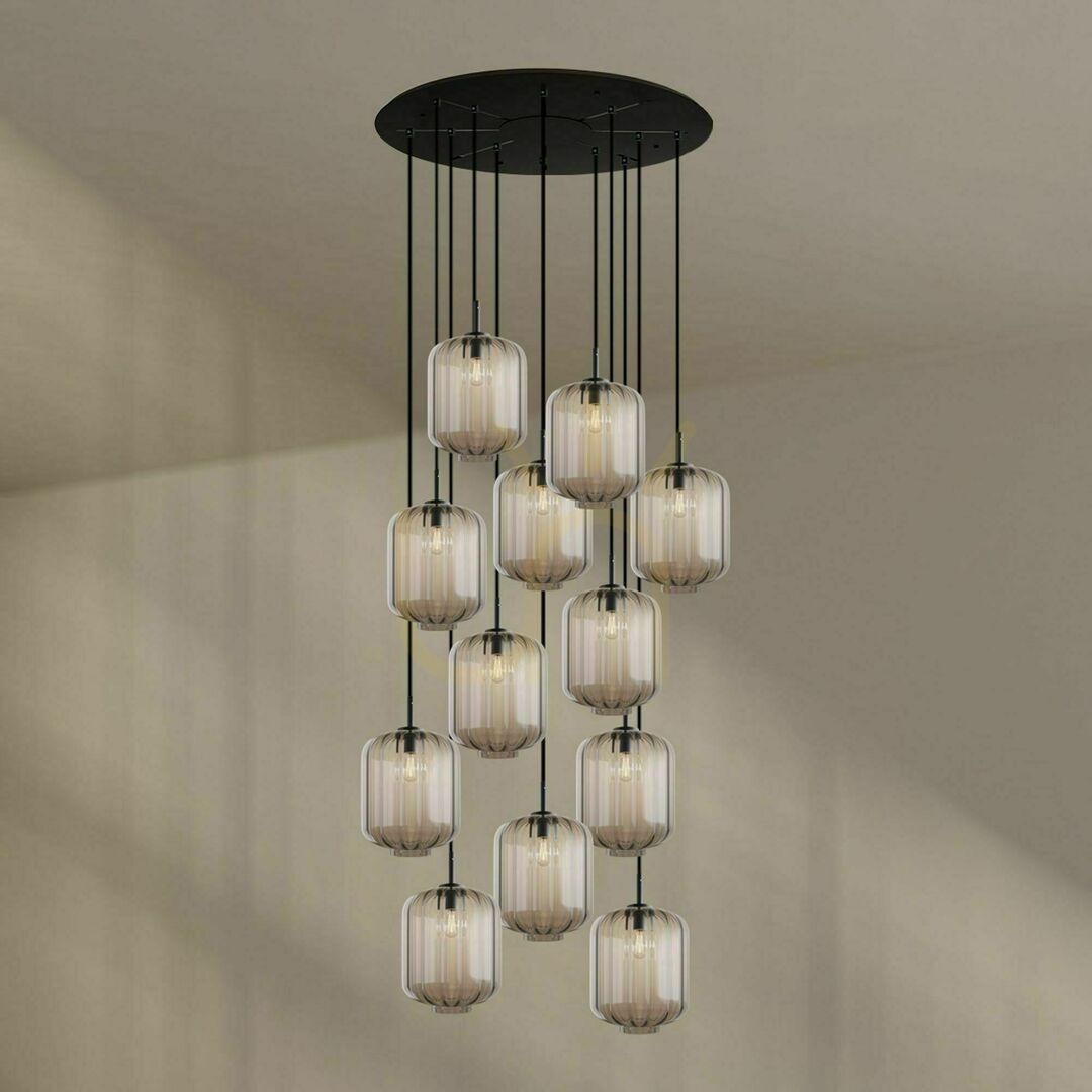 Pohled Lustr s.luce Velo Galeria černý skleněný 12ramenný Ø 80 cm Lustr s.luce Velo Galeria černý skleněný 12ramenný Ø 80 cm