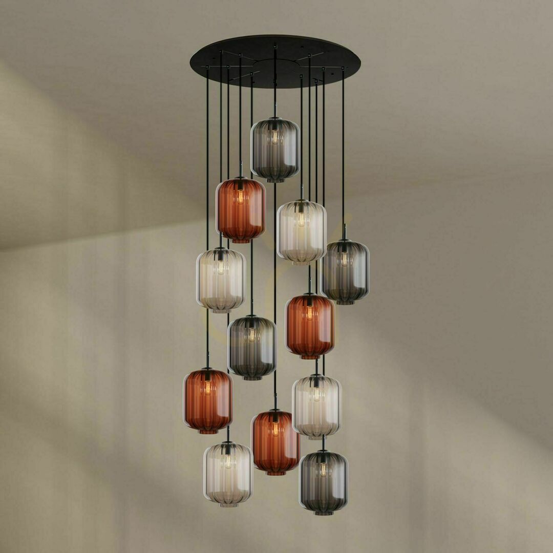 Náhled Lustr s.luce Velo Galeria černý skleněný 12ramenný Ø 80 cm Lustr s.luce Velo Galeria černý skleněný 12ramenný Ø 80 cm