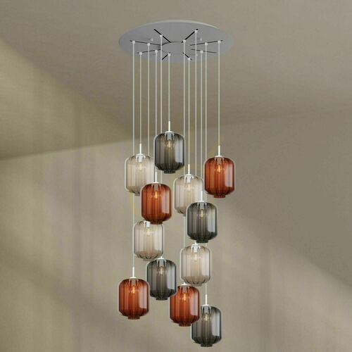 Kontrola Lustr s.luce Velo Galeria 12ramenný hnědý sklo kov Ø 80 cm Ø 25 cm