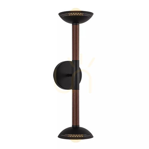 Kontrola Nástěnné svítidlo Arden LED – 2 světelné zdroje – matná černá, dýha z ořechu Elstead