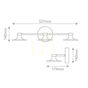 Nástěnné svítidlo LED Issa – 3 světelné zdroje – kartáčované zlato Elstead small 3