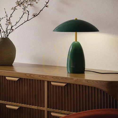 Kontrola Stolní lampa Poppy Medium LED – tmavě zelená, Elstead