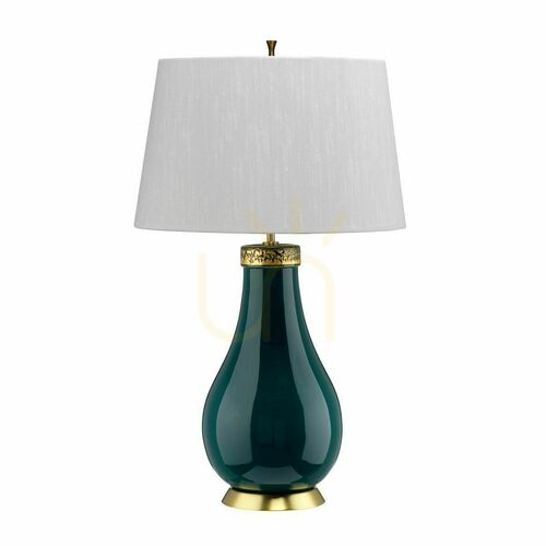 Kontrola Stolní lampa Havering - tyrkysová keramika, stínidlo slonová kost Quintiesse