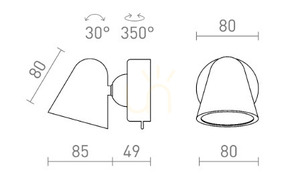 Nástěnné svítidlo Stiga Černá 230 V Led 5,6 W 34° 3000 K small 5
