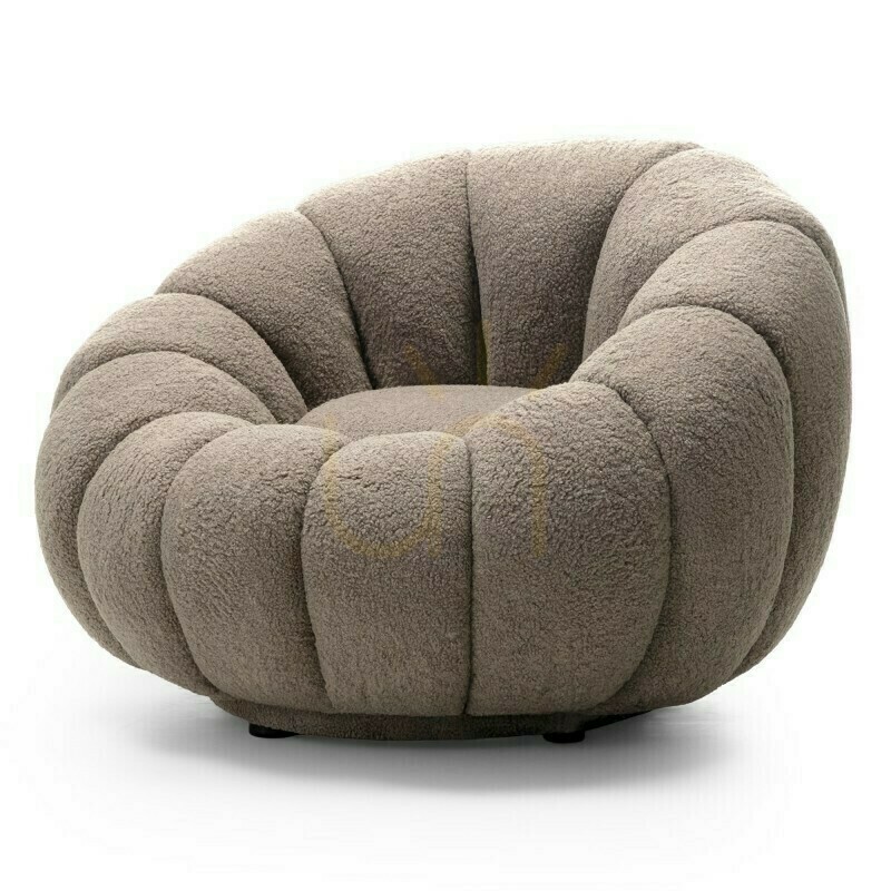 Zobrazit Křeslo FLOWER v barvě cappuccino, s otočnou základnou, potažené bouclé látkou a se zaoblenými tvary od značky Nova Nook Křeslo FLOWER v barvě cappuccino, s otočnou základnou, potažené bouclé látkou a se zaoblenými tvary od značky Nova Nook
