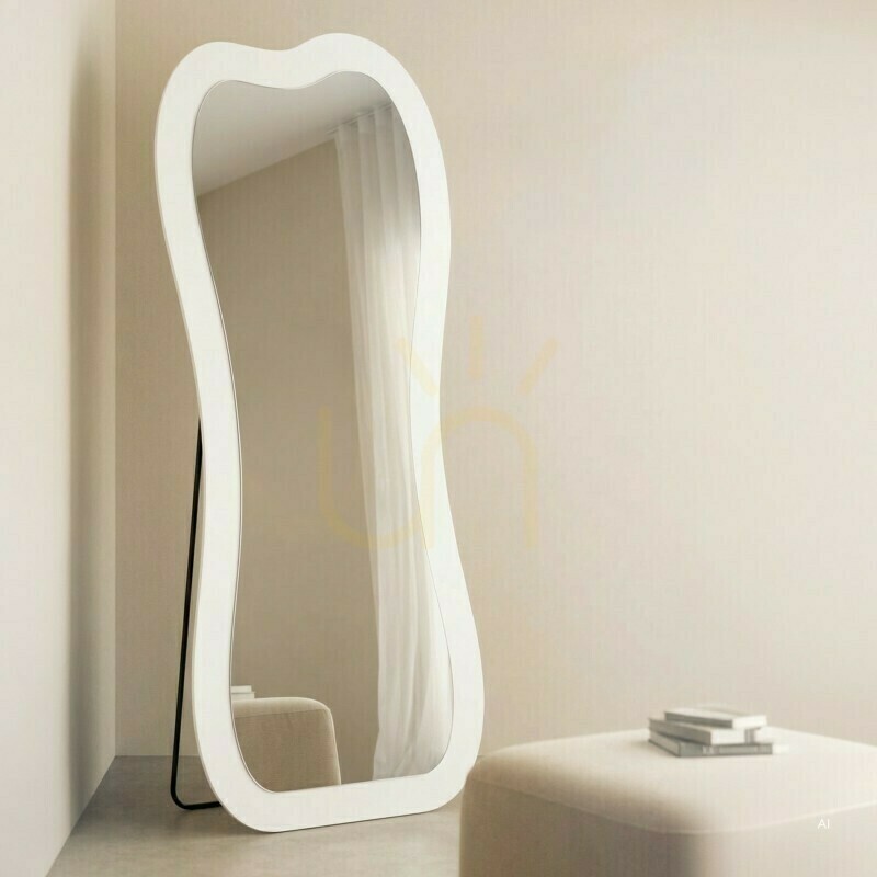 Pohled Podlahové zrcadlo CELLO s LED osvětlením, 63 × 160 cm, nepravidelného tvaru, bílé, Nova Nook Podlahové zrcadlo CELLO s LED osvětlením, 63 × 160 cm, nepravidelného tvaru, bílé, Nova Nook