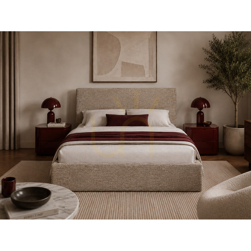 Kontrola Čalouněná postel SEMPLICE s úložným prostorem – 180 × 200 – GAVA 18 TMAVÁ BÉŽOVÁ Nova Nook