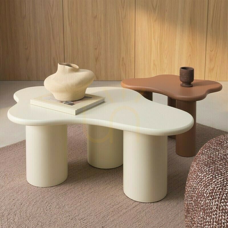 Pohled Konferenční stolek CHIC 100 cm, zaoblené tvary, mléčně bílá, Nova Nook Konferenční stolek CHIC 100 cm, zaoblené tvary, mléčně bílá, Nova Nook