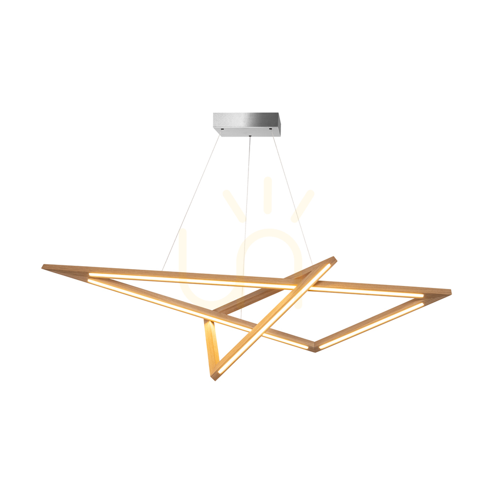 Pohled Závěsné svítidlo Vinci, olejovaný dub/matný nikl, 2×LED 49 W, osvětlení nahoru i dolů, 155 cm Závěsné svítidlo Vinci, olejovaný dub/matný nikl, 2×LED 49 W, osvětlení nahoru i dolů, 155 cm