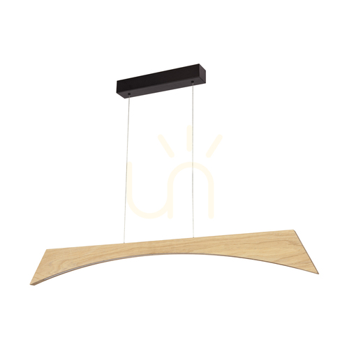 Kontrola Závěsné svítidlo Ziad, olejovaný dub/černá, 1xLED 23 W, světlo směřující nahoru i dolů, 118 cm