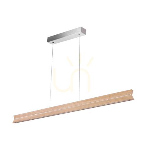 Kontrola Dvojité závěsné svítidlo, olejovaný dub/matný nikl, 3×LED 23 W, osvětlení nahoru i dolů, 100 cm