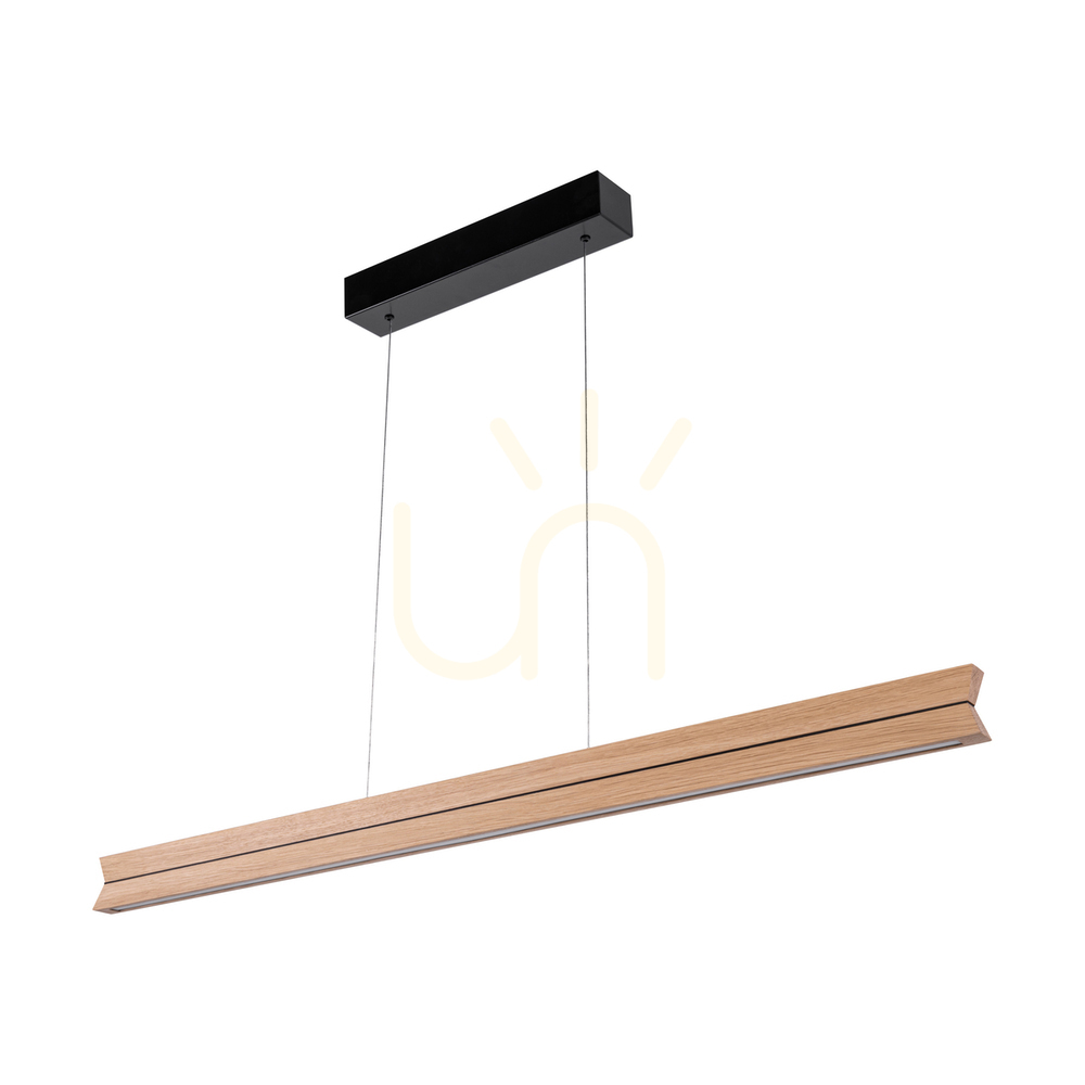 Twin Pendant Light, Oiled Oak/Black, 3xLED, 23 W, Up&Down, 100 cm