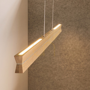 Dvojité závěsné svítidlo, olejovaný dub/matný nikl, 3×LED 29 W, osvětlení nahoru i dolů, 120 cm small 3